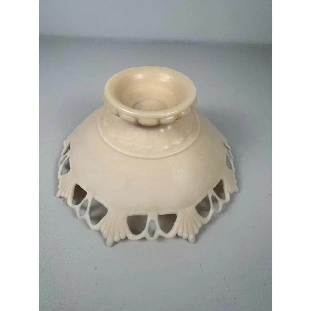 Westmoreland Glass Doric Lace Cream Satin Pedestal Bowl Compote‎ 10
